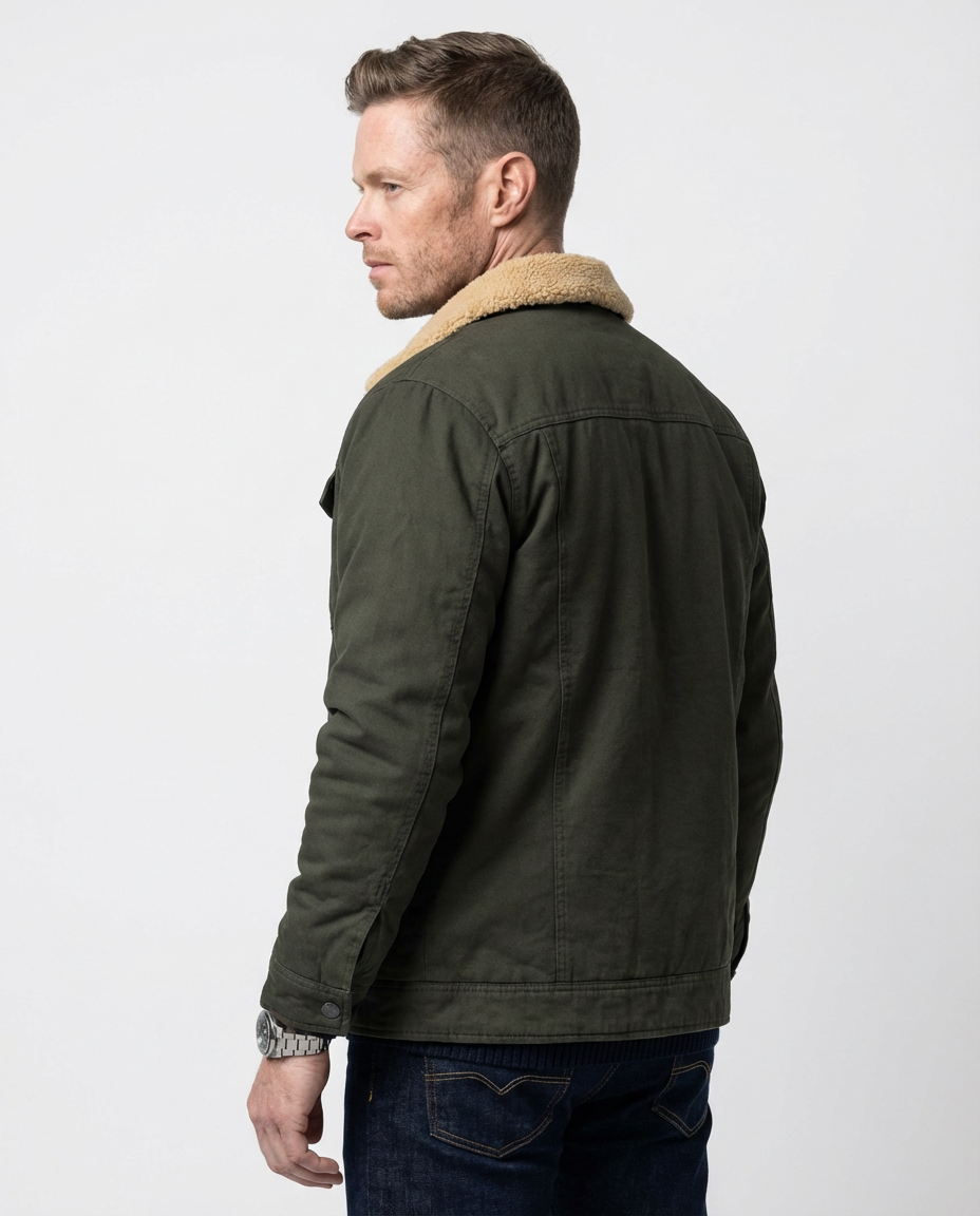 Green Cotton Field Jacket | GRAND London