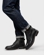 Black - Leather Cap-Toe Side Zip Boots | GRAND London