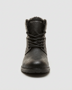 Black Sherpa Lined Lace-Up Boots | GRAND London