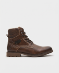 Brown Sherpa Lined Lace-Up Boots | GRAND London