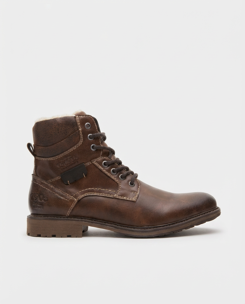Brown Sherpa Lined Lace-Up Boots | GRAND London