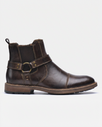 Dark Brown Leather Harness Chelsea Boots | GRAND London GL-A25_130