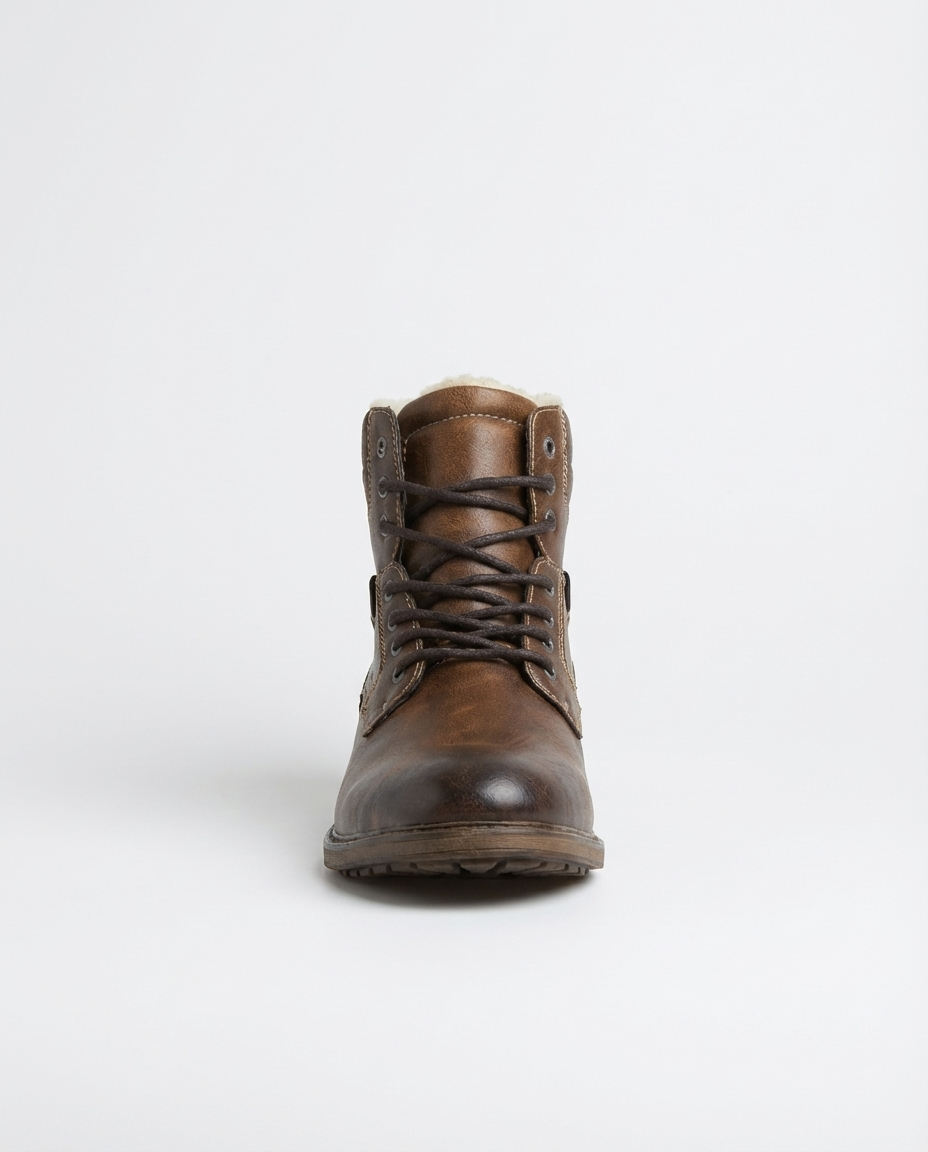 Brown Sherpa Lined Lace-Up Boots | GRAND London