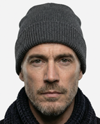 Grey Ribbed Turn-Up Beanie | GRAND London