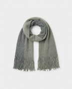 Green Fringed Long Knit Scarf | grand London