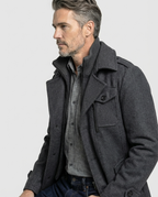 Grey Wool Blend Zip-Front Coat | GRAND London