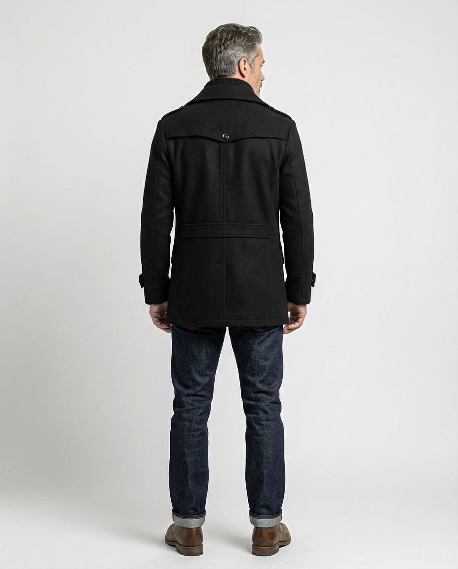 Black Wool Blend Zip-Front Coat | GRAND London