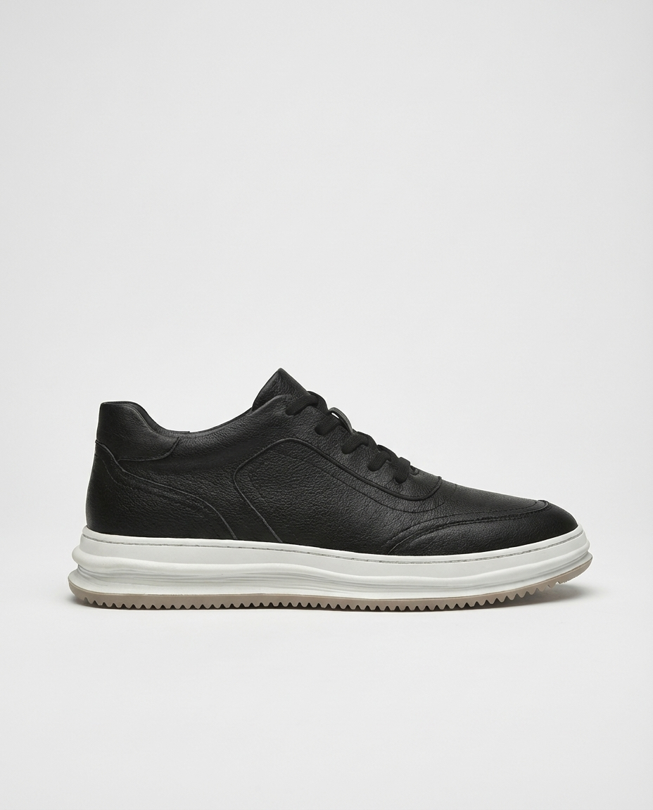 Black - Leather Low-Top Trainers | GRAND London