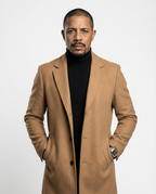 Camel Fitted Single-Breasted Overcoat | GRAND London