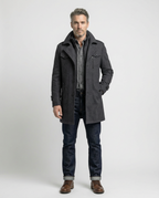 Grey Wool Blend Zip-Front Coat | GRAND London