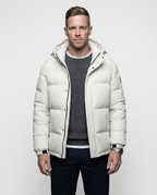 White Removable Hood Quilted Puffer Jacket | GRAND London