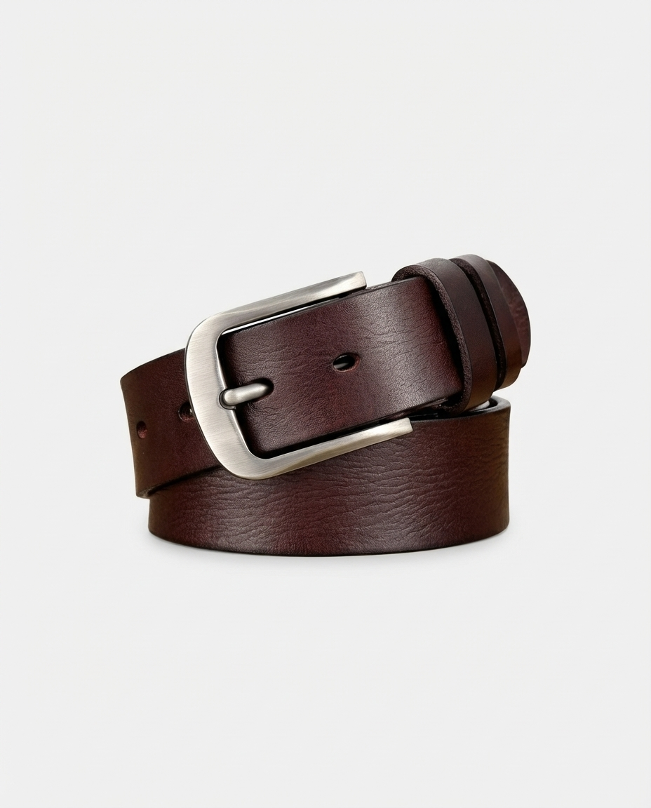 Brown Brushed Buckle Leather Belt | GRAND London