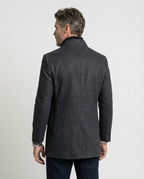 Grey Wool Blend Stand Collar Coat | GRAND London