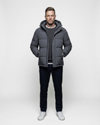 Grey Removable Hood Quilted Puffer Jacket | GRAND London