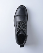 Black - Leather Cap-Toe Side Zip Boots | GRAND London