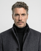 Grey Wool Blend Stand Collar Coat | GRAND London
