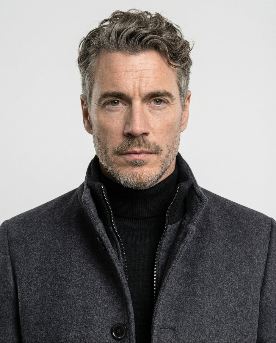 Grey Wool Blend Stand Collar Coat | GRAND London