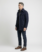 Navy Wool Blend Zip-Front Coat | GRAND London