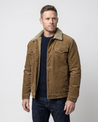 Brown Men's Corduroy Lined Trucker Jacket | GRAND London 