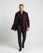 Burgundy Double-Breasted Pea Coat | GRAND London