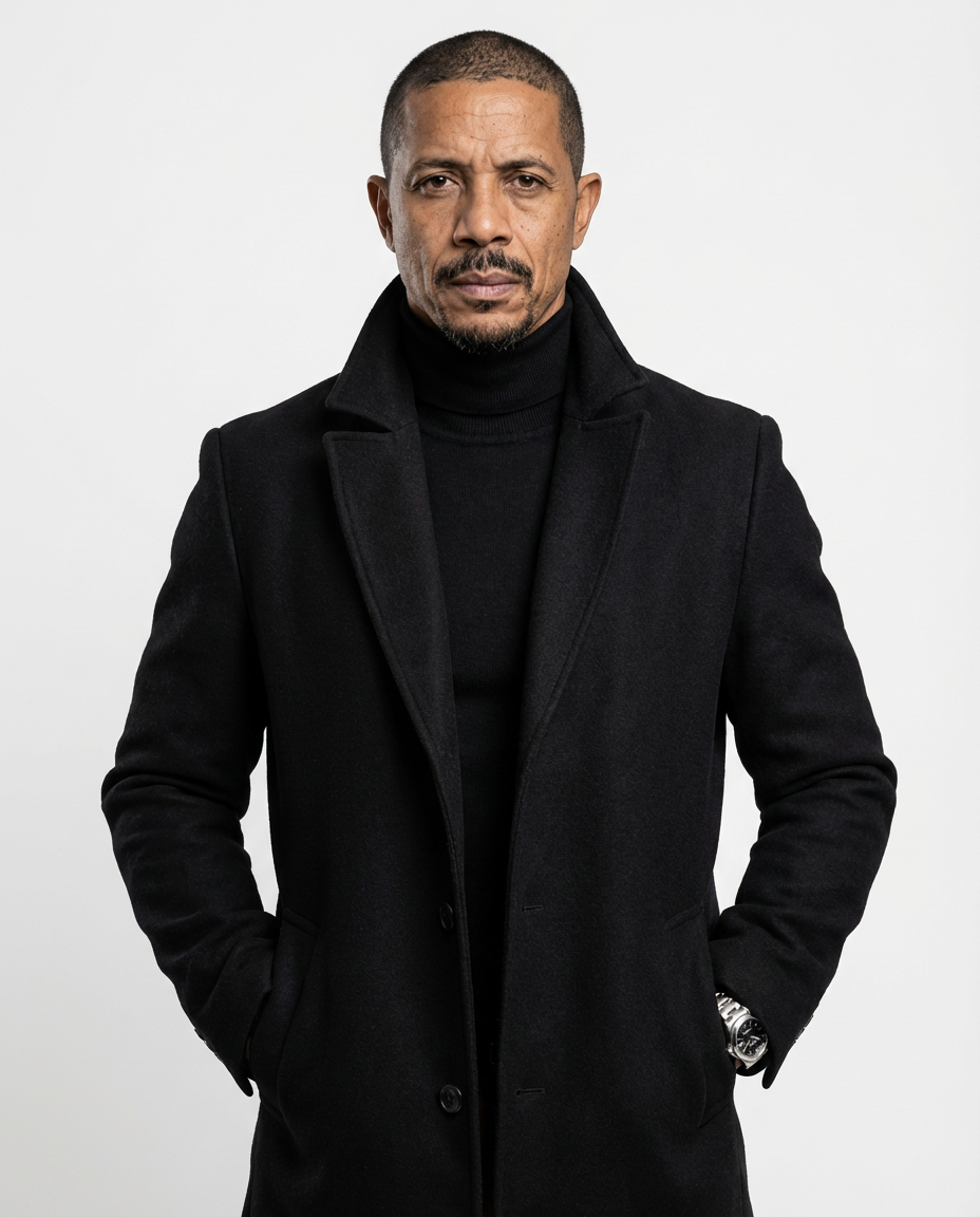 Black Fitted Single-Breasted Overcoat | GRAND London