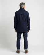 Navy Wool Blend Zip-Front Coat | GRAND London