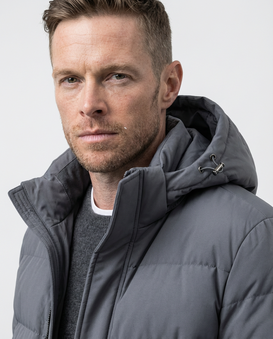 Grey Removable Hood Quilted Puffer Jacket | GRAND London