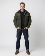 Green Men's Corduroy Lined Trucker Jacket | GRAND London 