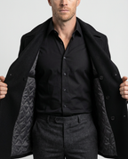 Black Double-Breasted Pea Coat | GRAND London