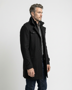 Black Wool Blend Zip-Front Coat | GRAND London