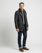 Grey Wool Blend Zip-Front Coat | GRAND London