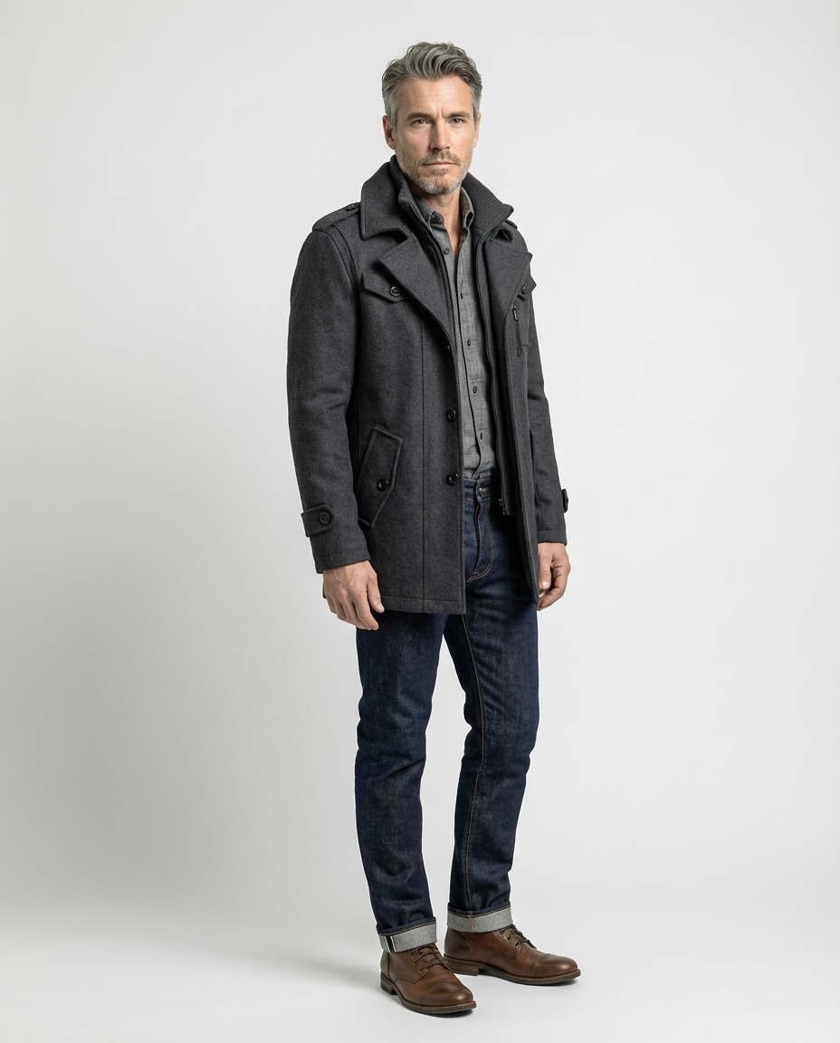 Grey Wool Blend Zip-Front Coat | GRAND London