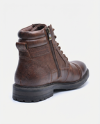 Brown - Leather Cap-Toe Side Zip Boots | GRAND London
