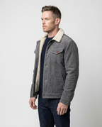 Grey Men's Corduroy Lined Trucker Jacket | GRAND London 