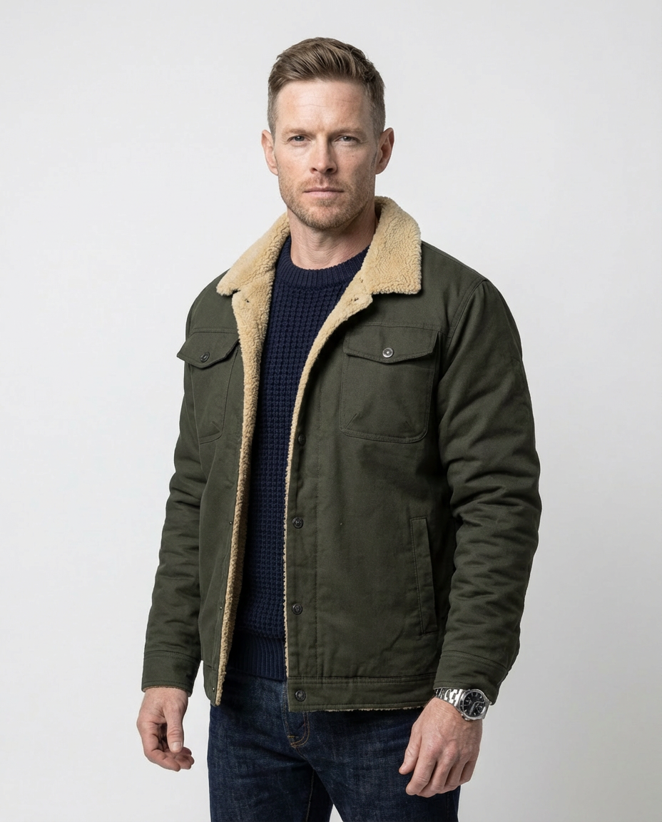 Green Cotton Field Jacket | GRAND London