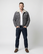Grey Men's Corduroy Lined Trucker Jacket | GRAND London 
