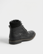 Black - Leather Cap-Toe Side Zip Boots | GRAND London