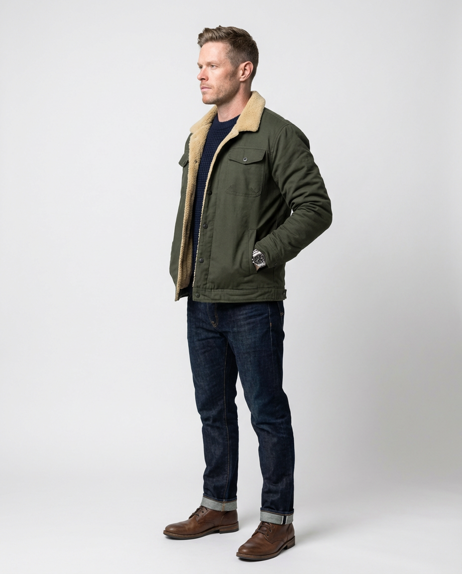 Green Cotton Field Jacket | GRAND London