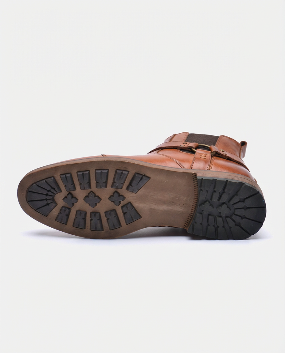 Brown Leather Harness Chelsea Boots | GRAND London