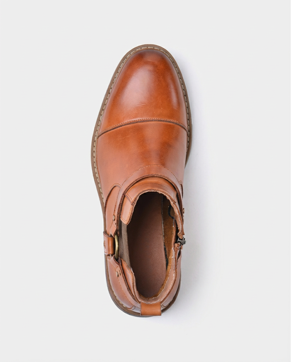 Brown Leather Harness Chelsea Boots | GRAND London