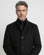 Wool Blend Stand Collar Coat