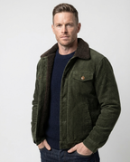 Green Men's Corduroy Lined Trucker Jacket | GRAND London 