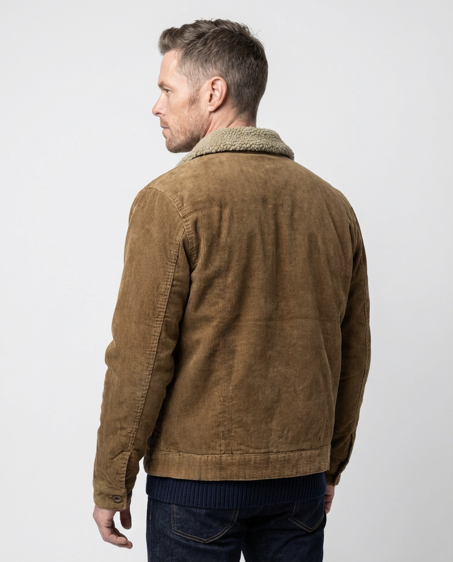 Brown Men's Corduroy Lined Trucker Jacket | GRAND London 