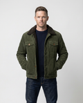 Green Men's Corduroy Lined Trucker Jacket | GRAND London 