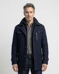 Navy Wool Blend Zip-Front Coat | GRAND London