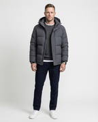 Grey Removable Hood Quilted Puffer Jacket | GRAND London