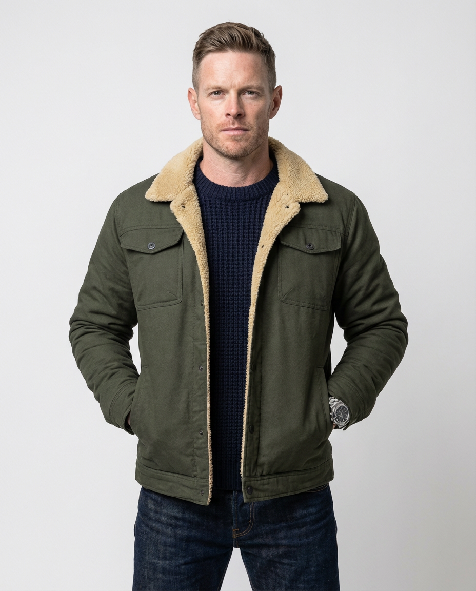 Green Cotton Field Jacket | GRAND London
