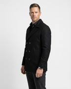 Black Double-Breasted Pea Coat | GRAND London