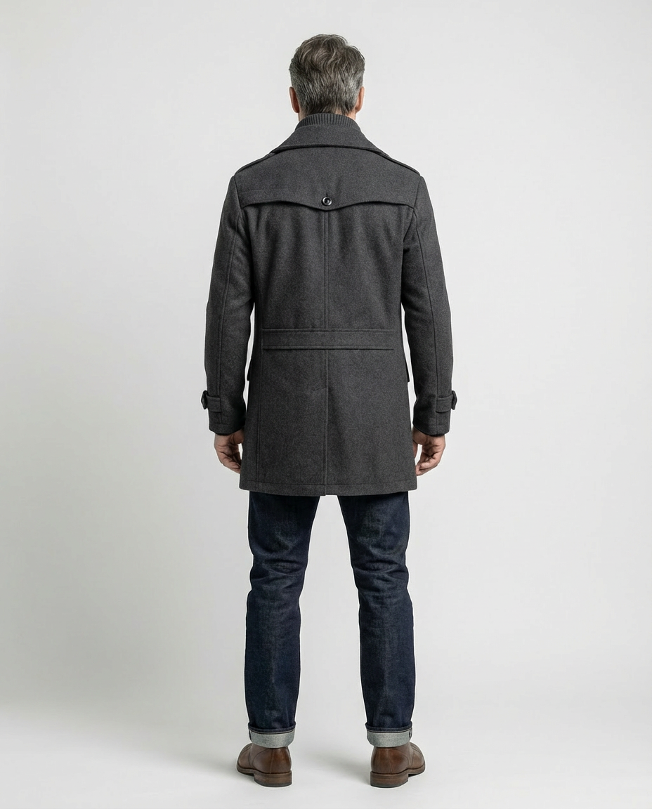 Grey Wool Blend Zip-Front Coat | GRAND London