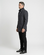 Grey Wool Blend Stand Collar Coat | GRAND London